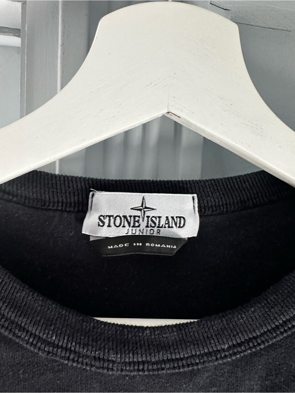Stone Island Black Crewneck Pullover with Compass Badge Junior 12 ~Women’s S - Picture 3 of 6